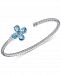 Swiss Blue Topaz Clover Flower Woven Cuff Bracelet (3-1/5 ct. t. w. ) in Sterling Silver