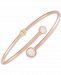 Mother of Pearl Bypass Hinged Bangle Bracelet in 14k Rose Gold