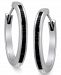 Sterling Silver Earrings, Black Diamond Baguette Hoop Earrings (1/2 ct. t. w. )