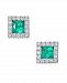 Emerald (1/2 ct. tw. ) & Diamond (1/4 ct. t. w. ) Square Halo Stud Earrings in 14k White Gold