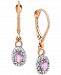 Pink Sapphire (3/4 ct. t. w. ) & Diamond (1/5 ct. t. w. ) Halo Drop Earrings in 14k Rose Gold