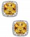 Citrine (1-3/4 ct. t. w. ) and Diamond (1/8 ct. t. w. ) Halo Stud Earrings in Sterling Silver