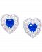 Blue Spinel (3/8 ct. t. w. ) & Lab-Created White Sapphire (1/4 ct. t. w. ) Heart Stud Earrings in Sterling Silver