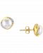 Cultured Freshwater Pearl (7mm) & White Topaz (1/6 ct. t. w. ) Stud Earrings in 14k Gold-Plated Sterling Silver