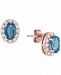 London Blue Topaz (1-1/8 ct. t. w. ) & Diamond (1/4 ct. t. w. ) Halo Stud Earrings in 14k Rose Gold