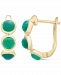 Green Agate Leverback Huggie Hoop Earrings in 14k Gold-Plated Sterling Silver