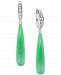 Dyed Green Jade & White Zircon (7/8 ct. t. w. ) Briolette Drop Earrings in Sterling Silver
