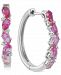 Lab-Created Ruby (1-1/3 ct. t. w. ) & Lab-Created Pink Sapphire (2 ct. t. w. ) Small Hoop Earrings in Sterling Silver, 1"