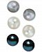 Cultured Freshwater Pearl (8mm) 3 Stud Set in White, Grey & Peacock in Sterling Silver