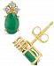 Emerald (1 ct. t. w. ) and Diamond (1/8 ct. t. w. ) Stud Earrings in 14k Yellow Gold