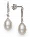 Cultured Freshwater Pearl (7-8 mm) and Diamond Accent Swirl Earring in Sterling Silver