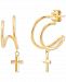 Cross Dangle Illusion Hoop Earrings in 10k Gold