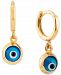 Children's Glass Evil Eye Dangle Hoop Earrings in 14k Gold