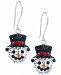 Pave Crystal Snowman Wire Drop Earrings set in Sterling Silver