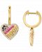 Effy Multi-Sapphire (5/8 ct. t. w. ) & Diamond (1/4 ct. t. w. ) Heart Dangle Hoop Earrings in 14k Gold