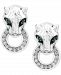 Signature by Effy Diamond (1/8 ct. t. w. ) & Tsavorite Accent Panther Door Knocker Drop Earrings in Sterling Silver
