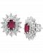 Effy Ruby (1-7/8 ct. t. w. ) & Diamond (1/8 ct. t. w. ) Cluster Stud Earrings in 14k White Gold