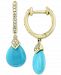 Effy Diamond (1/10 ct. t. w. ) & Turquoise (10 x 8mm) Drop Earrings In 14k Gold