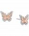 Enchanted Disney Fine Jewelry Diamond Butterfly Stud Earrings (1/7 ct. t. w. ) in Sterling Silver & 14k Rose Gold