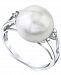 Cultured Freshwater Button Pearl (12mm) & Diamond Accent Ring in Sterling Silver
