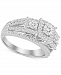 Diamond Three Stone Halo Multirow Ring (1 ct. t. w. ) in 10k White Gold