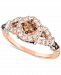 Le Vian Chocolate Diamond (1/2 ct. t. w. ) & Nude Diamond (3/8 ct. t. w. ) Halo Ring in 14k Rose & White Gold