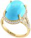 Effy Turquoise & Diamond (5/8 ct. t. w. ) Halo Ring in 14k Gold