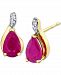 Ruby (1 ct. t. w. ) & Diamond Accent Pear Stud Earrings in 14k Gold