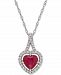 Ruby (1 ct. t. w. ) & Diamond (1/6 ct. t. w. ) Heart 17" Pendant Necklace in 14k White Gold