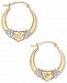 Two-Tone Heart Hoop Earrings in 10k Gold and Rhodium Plate