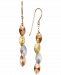 Tri-Color Swiss-Cut Drop Earrings in 10k Yellow, White and Rose Gold