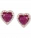 Ruby (3-3/4 ct. t. w. ) & Diamond (1/5 ct. t. w. ) Heart Stud Earrings in 14k Rose Gold