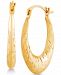 Disco-Cut Oval Hoop Earrings in 14k Gold