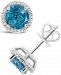London Blue Topaz (3-1/10 ct. t. w. ) and Diamond (1/6 ct. t. w. ) Stud Earrings in Sterling Silver