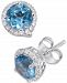 Blue Topaz (1-7/8 ct. t. w. ) & Diamond (1/8 ct. t. w. ) Halo Stud Earrings in 14k White Gold