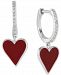 Diamond & Enamel Dangle Heart Hoop Earrings (1/10 ct. t. w. ) in Sterling Silver