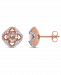 Morganite (1-2/5 ct. t. w. ) and Diamond (1/4 ct. t. w. ) Quatrefoil Halo Stud Earrings in 10k Rose Gold