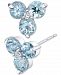 Aquamarine (1-1/2 ct. t. w. ) & Diamond (1/20 ct. t. w. ) Flower Stud Earrings in 14k White Gold