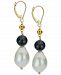 Cultured Freshwater Baroque Pearl (11-14mm) & Onyx Leverback Drop Earrings in 18k Gold-Plated Sterling Silver