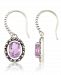 Marcasite and Amethyst (2-3/4 ct. t. w. ) Oval Drop Wire Earrings in Sterling Silver