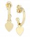 Dangle Heart Hoop Earrings in 14k Gold