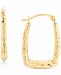 Textured Square Hoop Earrings in 10k Gold
