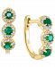 Emerald (1/3 ct. t. w. ) & Diamond (1/5 ct. t. w. ) Triple Halo Hoop Earrings in 14k Gold (Also in Rose Gold)