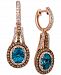 Le Vian Deep Sea Blue Topaz (3-1/2 ct. t. w. ) & Diamond (1-5/8 ct. t. w. ) Drop Earrings in 14k Rose Gold