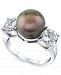 Cultured Tahitian Pearl (10mm) & Aquamarine (1-3/4 ct. t. w. ) Ring in Sterling Silver
