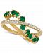 Emerald (5/8 ct. t. w. ) & Diamond (1/4 ct. t. w. ) Swirl Crossover Ring in 14k Gold
