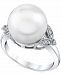 Cultured South Sea Pearl (12mm) & Diamond (1/8 ct. t. w. ) Ring in 10k White Gold