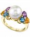 Cultured Freshwater Pearl (10mm), Multi-Gemstone (1-3/5 ct. t. w. ) & Diamond Accent Statement Ring in 10k Gold