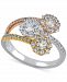 Diamond Triple Flower Halo Statement Ring (5/8 ct. t. w. ) in 14k Tricolor Gold