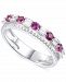 Lab-Created Sapphire (3/8 ct. t. w. ) & Lab-Created White Sapphire (1/2 ct. t. w. ) Stacking Band in Sterling Silver (Also in Lab-Created Emerald & Lab-Created Ruby)